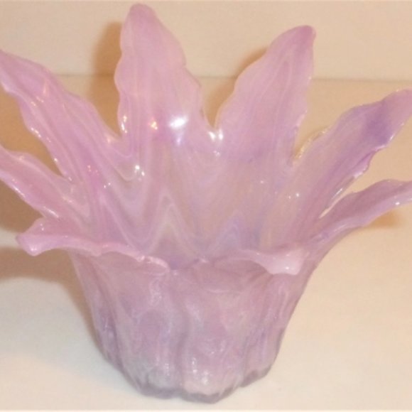 GLASS CANDLE HOLDER Pillar Candle Tealight Scented Candles Light Purple Glass - Picture 2 of 4